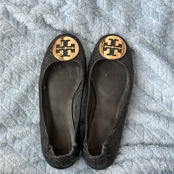 Tory Burch Minnie Black Quilted Ballet Flats